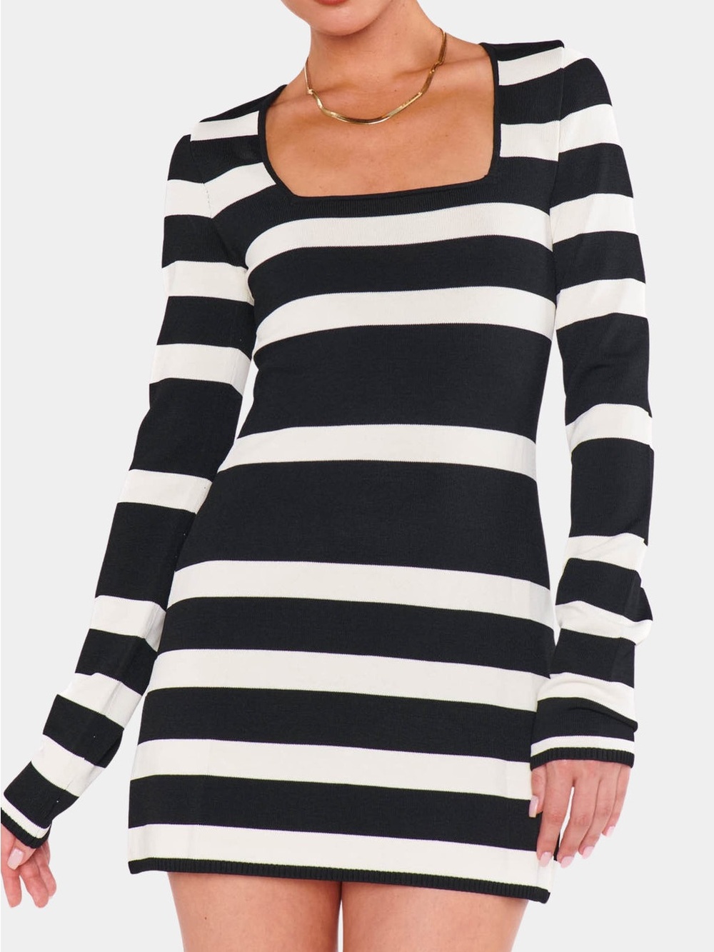 NEW Show Me Your MuMu Erika Knit Mini Dress NWT Long Sleeve Stripe. Sk17